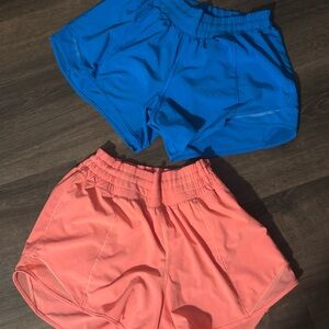 lululemon athletica Vibrant Blue and Coral Athletic shorts